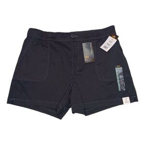 Lee Womens Size 16 M Shorts Black Utility Lux Comfort Flex Waist High Rise